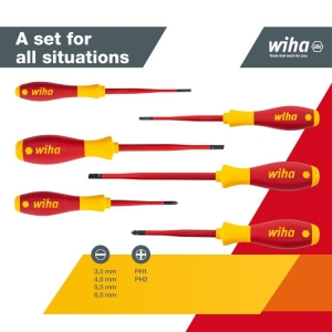 Wiha Screwdriver Set Philips Slotted SlimFix Insulated 6 Pieces