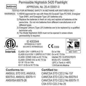 Nightstick Flashlight IECEX ATEX IS yellow 140L